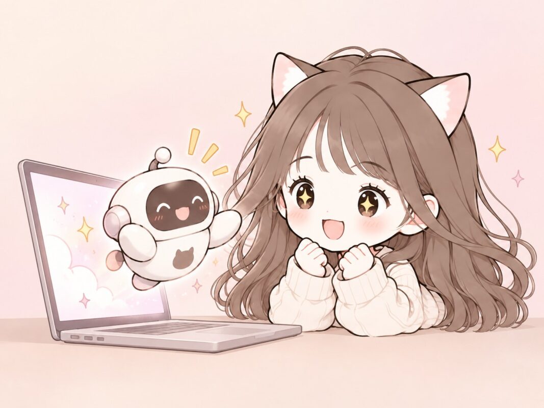 AIエージェントに出会って喜ぶもいねこ