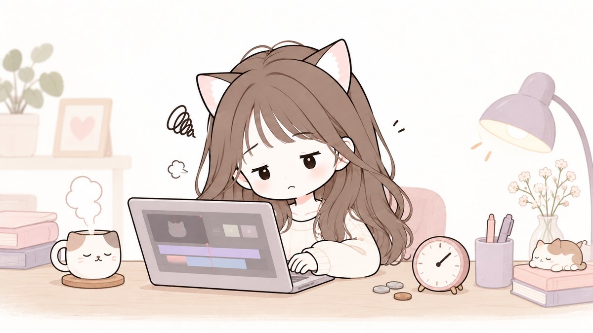 動画編集をするもいねこ